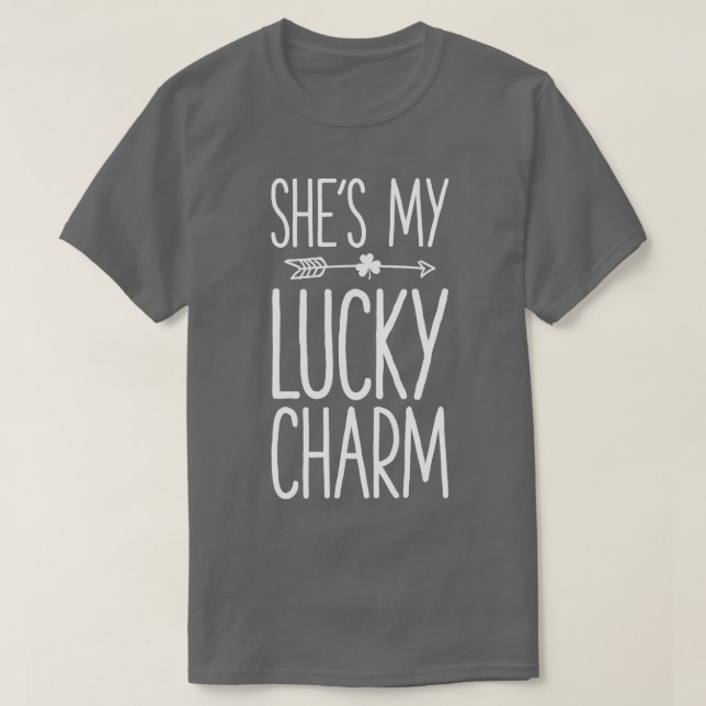 St Patricks Day Couples Shes My Lucky Charm Matchi T-Shirt (Design Front)