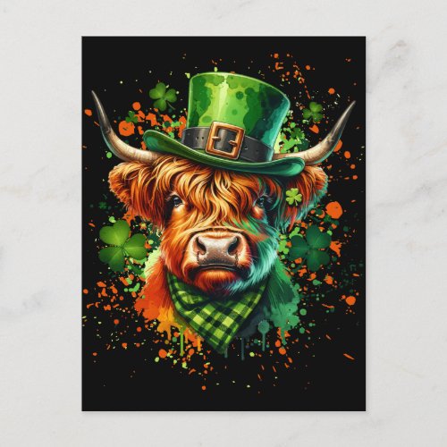 St Patricks Day Cow Postcard