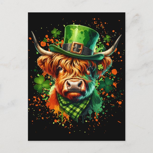 St. Patrick's Day Cow Postcard (Front)