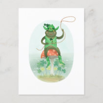 St. Patrick's Day Cowboy Leprechaun Frog Postcard