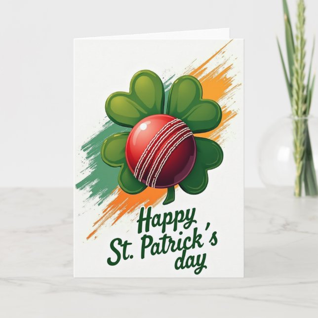St Patricks Day Cricket Ball Card (Front)