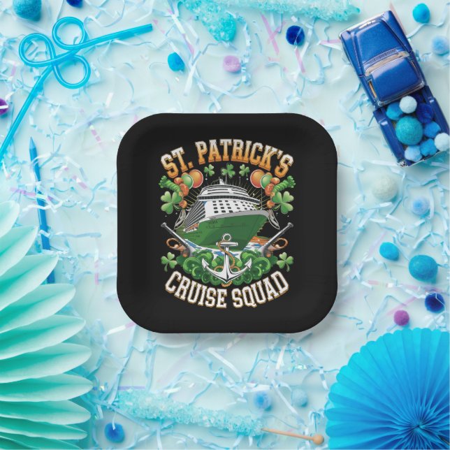 St Patrick's Day Cruise Squad 2025 Family Matching Paper Plates (Party)