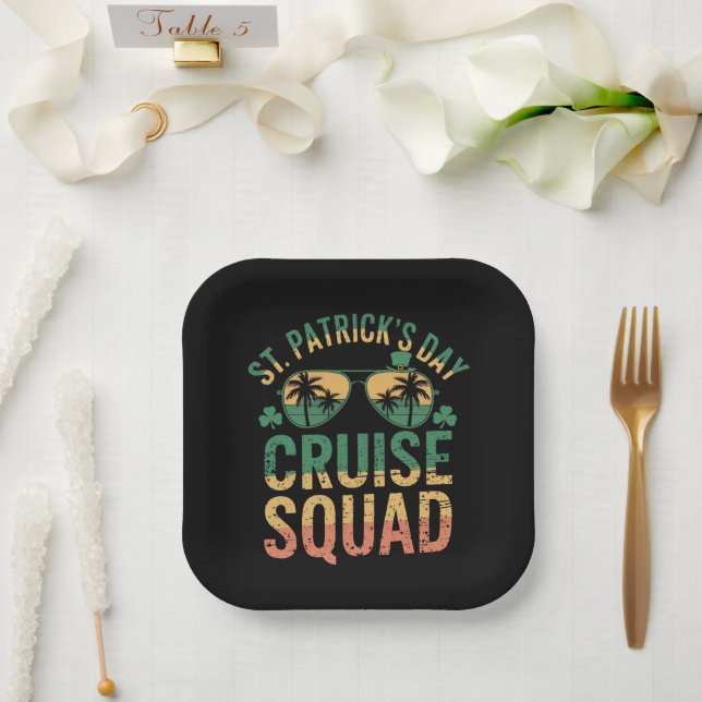 St Patrick's Day Cruise Squad Funny Family Matchin Paper Plates (Wedding)