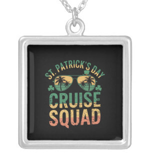 St Patrick's Day Cruise Squad Funny Family Matchin Silver Plated Necklace