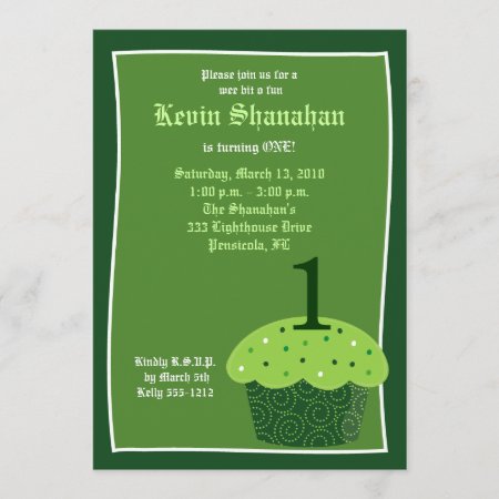 St. Patrick's Day Cupcake Birthday Invitation 5x7