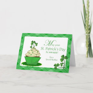 St. Patrick's Day Cupcake for Brother Card