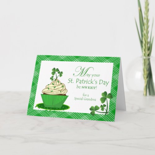 St Patricks Day Cupcake for Grandma Card