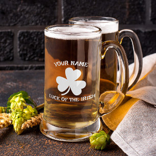 St Patrick's Day Custom Name Shamrock Irish Stein