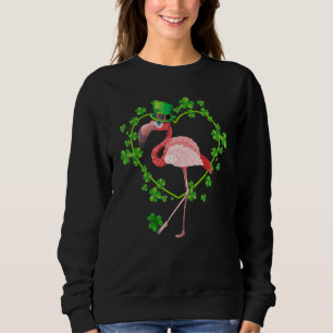 St Patricks Day Cute Flamingo Shamrock Heart Lepre Sweatshirt
