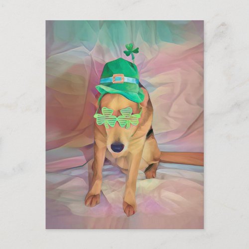 St Patricks Day Cute Funny Irish Hipster Dog Postcard