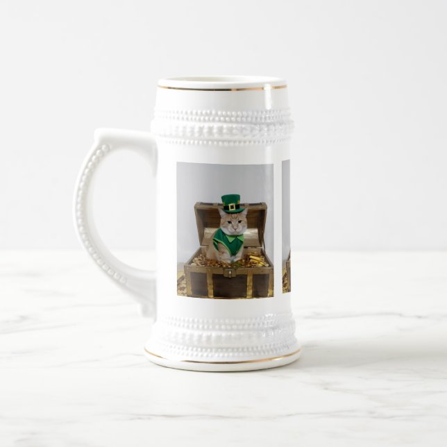 St Patrick's Day Cute Ginger Cat  Beer Stein (Left)