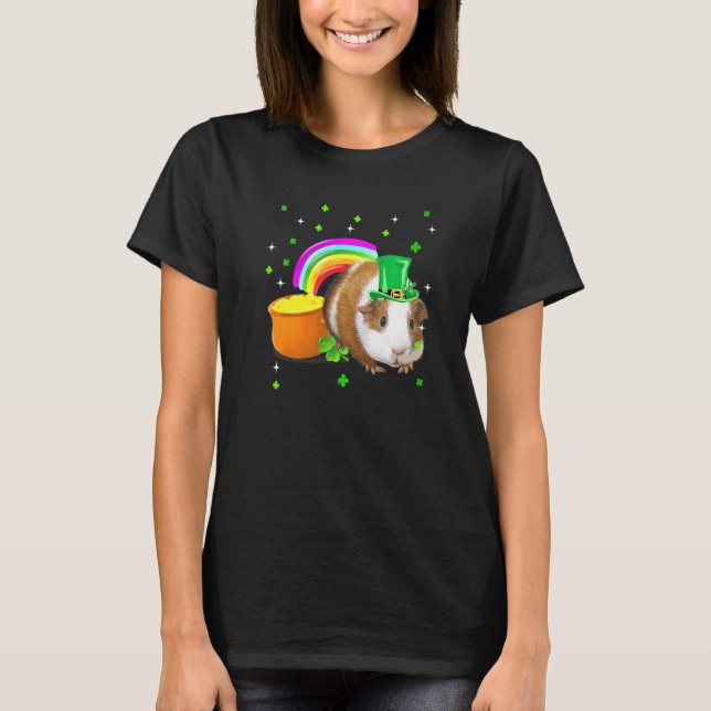 St Patricks Day Cute Guinea Pig Irish Shamrock T-Shirt (Front)