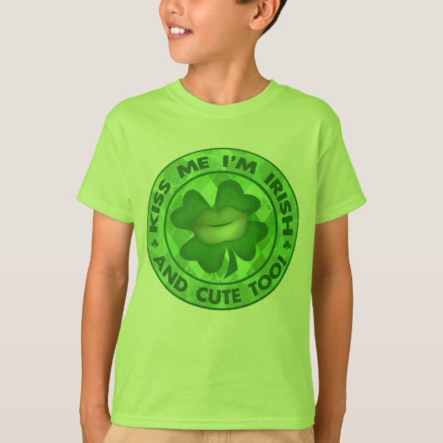 St. Patrick's Day Cute Irish Kiss Me T-Shirt (Front)