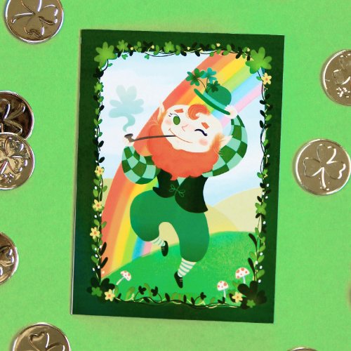 St Patricks Day Cute Leprechaun Card