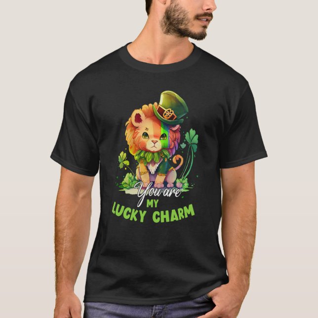 St Patricks Day Cute Luck Charm Lion Kids T-Shirt (Front)