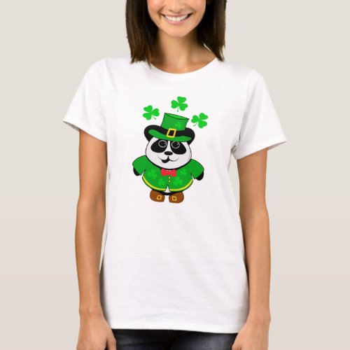 St Patricks Day Cute Panda Bear T_Shirt