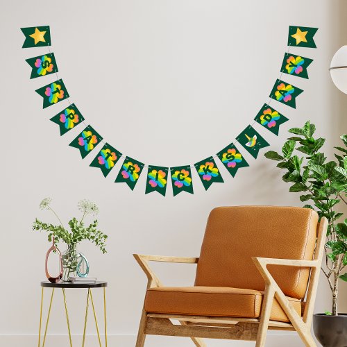 St Patricks Day Cute Rainbow Green Irish Party Bunting Flags