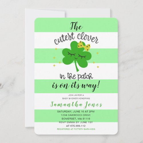 St Patricks Day Cutest Clover Baby Shower Invitation