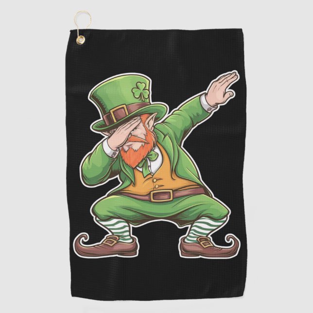 St Patricks Day Dab Dabbing Leprechaun In Green  Golf Towel (Front)