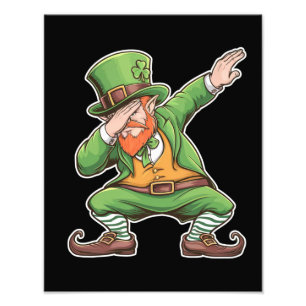 St Patricks Day Dab Dabbing Leprechaun In Green  Photo Print