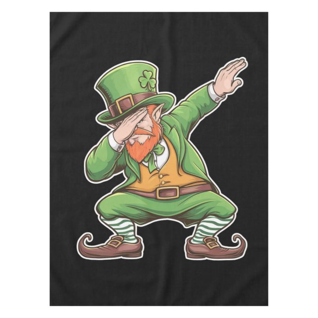 St Patricks Day Dab Dabbing Leprechaun In Green  Tablecloth (Front)