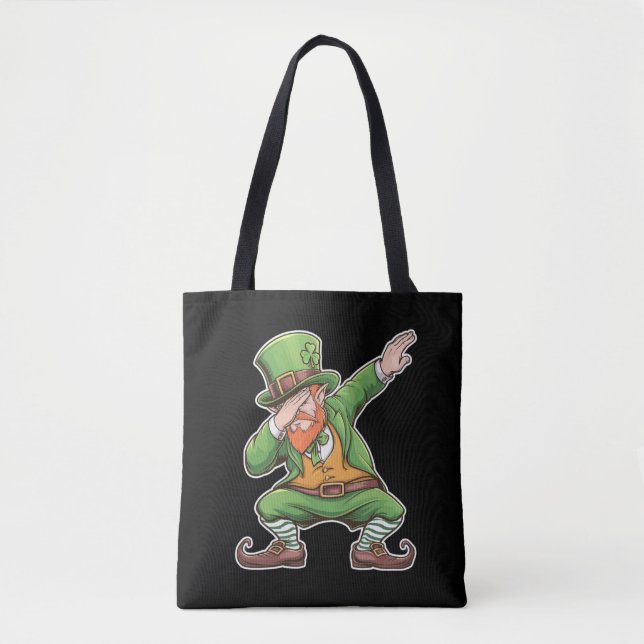 St Patricks Day Dab Dabbing Leprechaun In Green  Tote Bag (Front)
