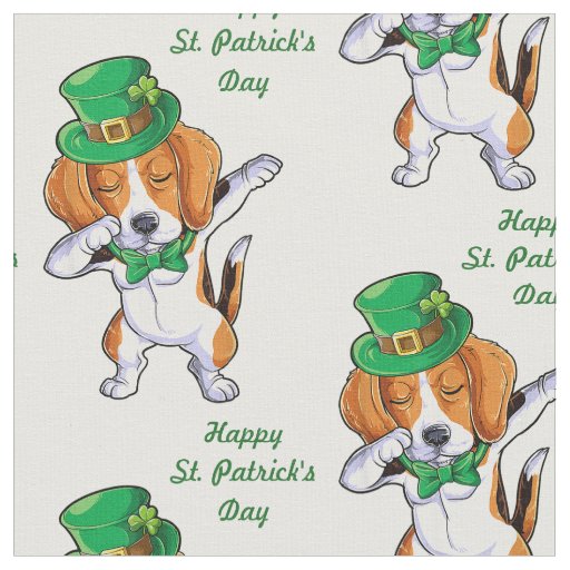 St. Patrick's Day Dabbing Beagle Fabric