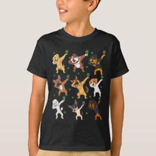 St Patricks Day Dabbing Dogs Holding Clovers Boys T-Shirt