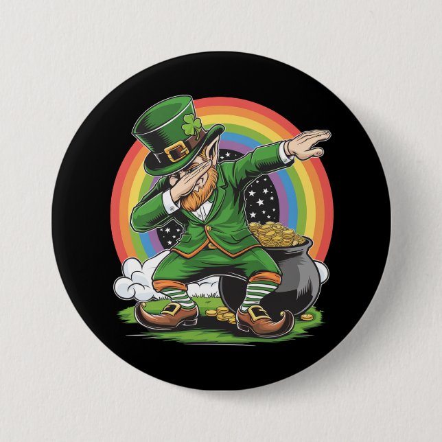 St Patricks Day Dabbing Leprechaun Dab Dance  Button (Front)