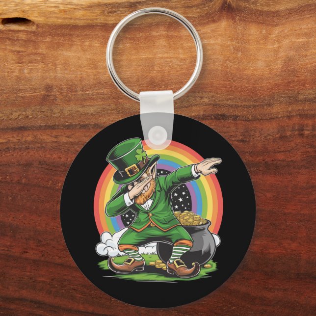 St Patricks Day Dabbing Leprechaun Dab Dance  Keychain (Front)