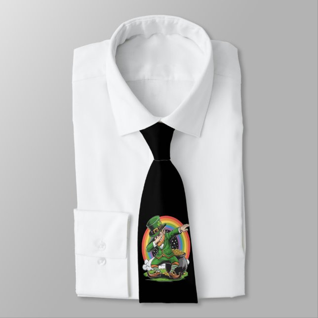 St Patricks Day Dabbing Leprechaun Dab Dance  Neck Tie (Tied)