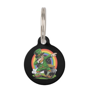 St Patricks Day Dabbing Leprechaun Dab Dance Pet ID Tag