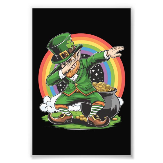 St Patricks Day Dabbing Leprechaun Dab Dance  Photo Print (Front)