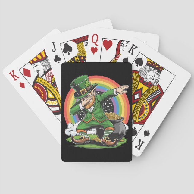 St Patricks Day Dabbing Leprechaun Dab Dance  Poker Cards (Back)