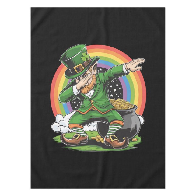 St Patricks Day Dabbing Leprechaun Dab Dance  Tablecloth (Front)