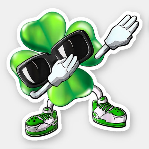St Patricks Day Dabbing Shamrock Dance Sticker