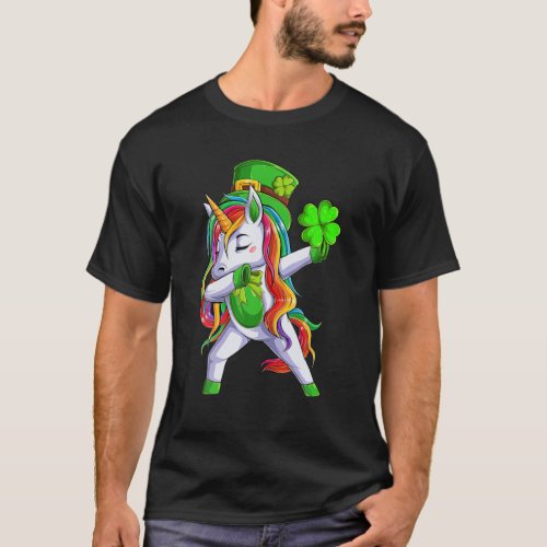 St Patricks Day Dabbing Unicorn Leprechaun Leprico T_Shirt