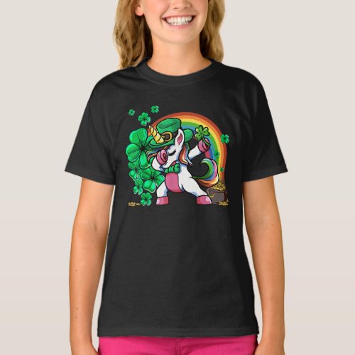 St Patricks Day Dabbing Unicorn Leprechaun  T_Shirt