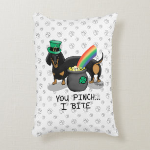 St. Patrick's Day Dachshund (black & tan) dog Accent Pillow