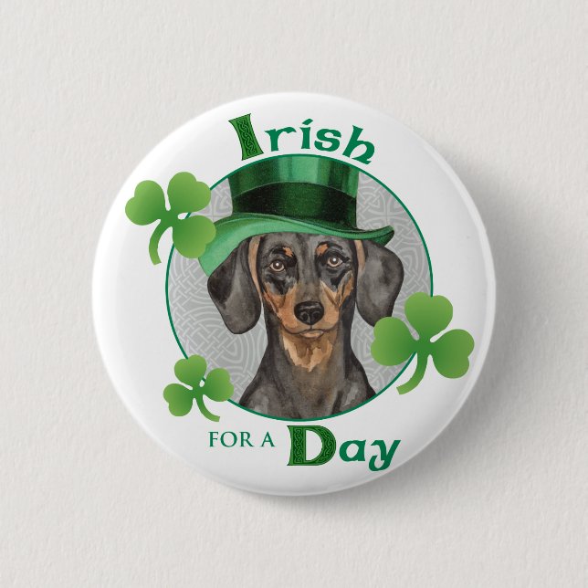 St. Patrick's Day Dachshund Button (Front)