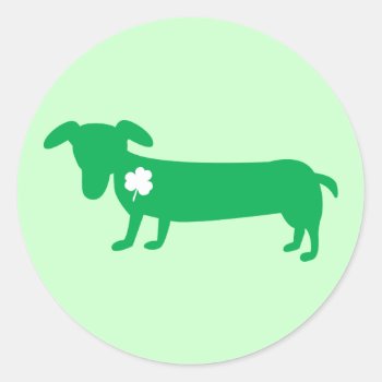 St. Patrick's Day Dachshund Classic Round Sticker by totallypainted at Zazzle