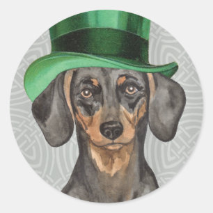 St. Patrick's Day Dachshund Classic Round Sticker