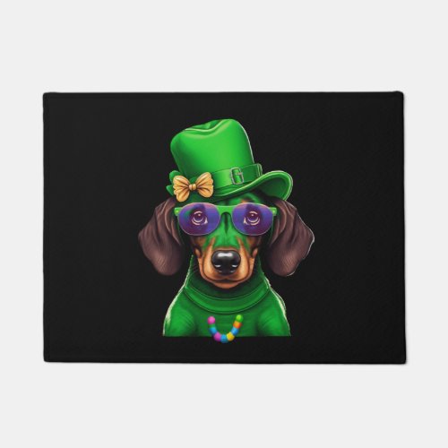 St Patricks Day Dachshund Wiener Dog Shamrock Doormat