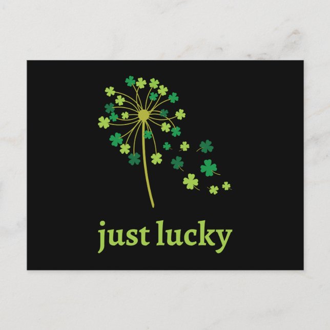 St Patricks Day Dandelion Shamrock Invitation Postcard (Front)