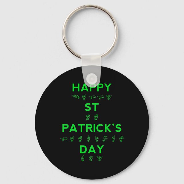 St Patricks Day Deaf Pride Sign Language Asl Aware Keychain (Front)