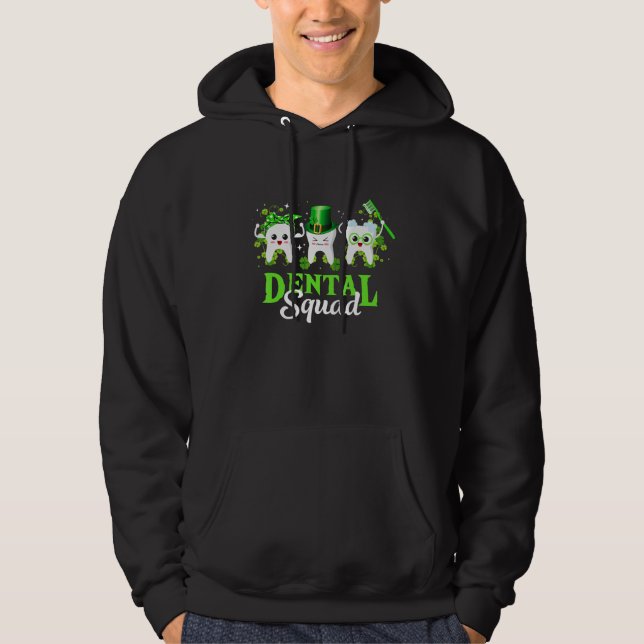 St Patrick's Day Dental Squad Tooth Wear Leprechau Hoodie (Front)