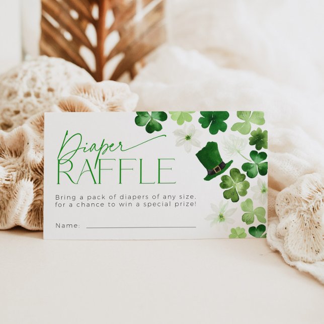 St. Patricks Day Diaper Raffle Ticket Baby Shower Enclosure Card (Diaper raffle card baby shower)