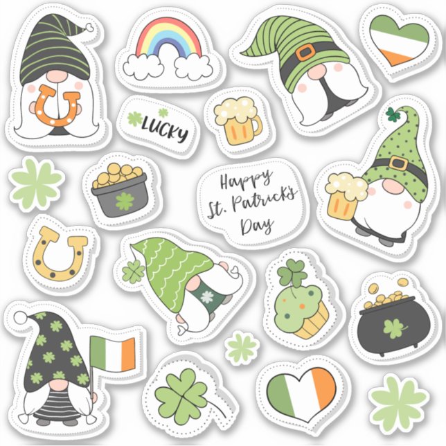 St. Patrick's Day Different Lovable Fun Icons Sticker (Front)