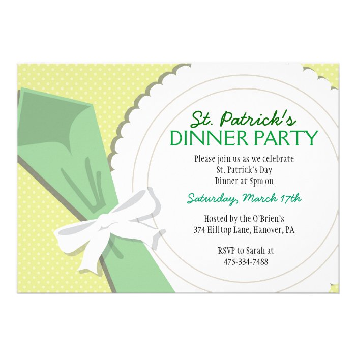 St. Patricks Day Dinner Party Invitations 