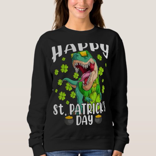 St Patricks Day Dinosaur Happy St Pat Trex Boys Gi Sweatshirt